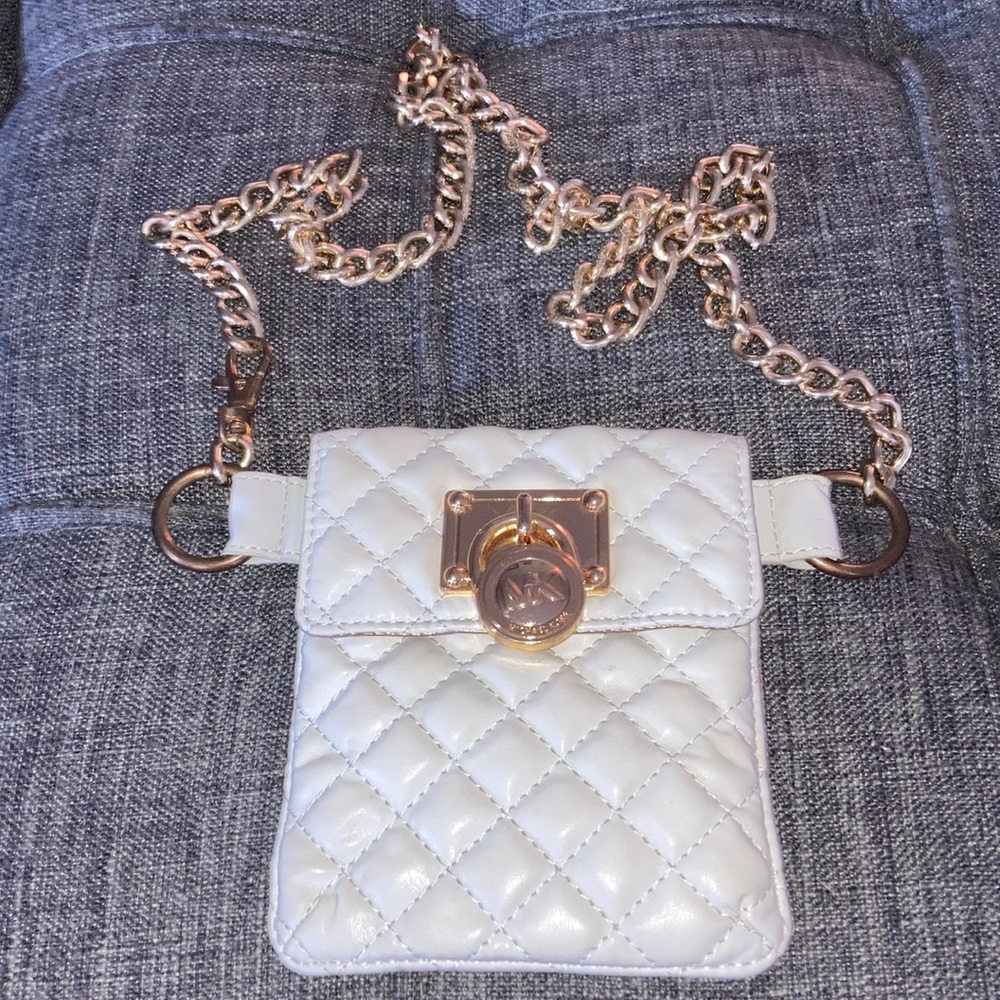 Michael Kors White and Gold Belt Bag